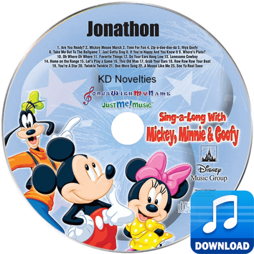 Sing a Long with Mickey Minnie and Goofy Personalized Children's Music CD MP3 Download