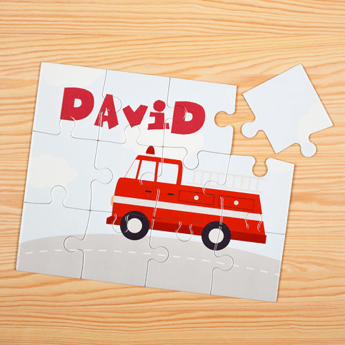 Fire Engine Personalized Kids Jigsaw Puzzle